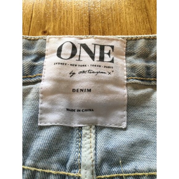 One Teaspoon Wilde Denim Distressed Frayed High-Waisted Skirt Size 25 NWT - Picture 3 of 9